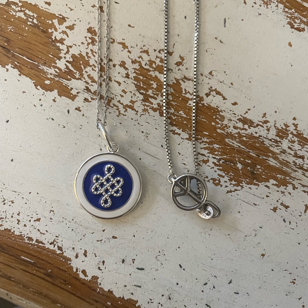 Lola and Company sterling silver small mother and daughter pendant with chains.
